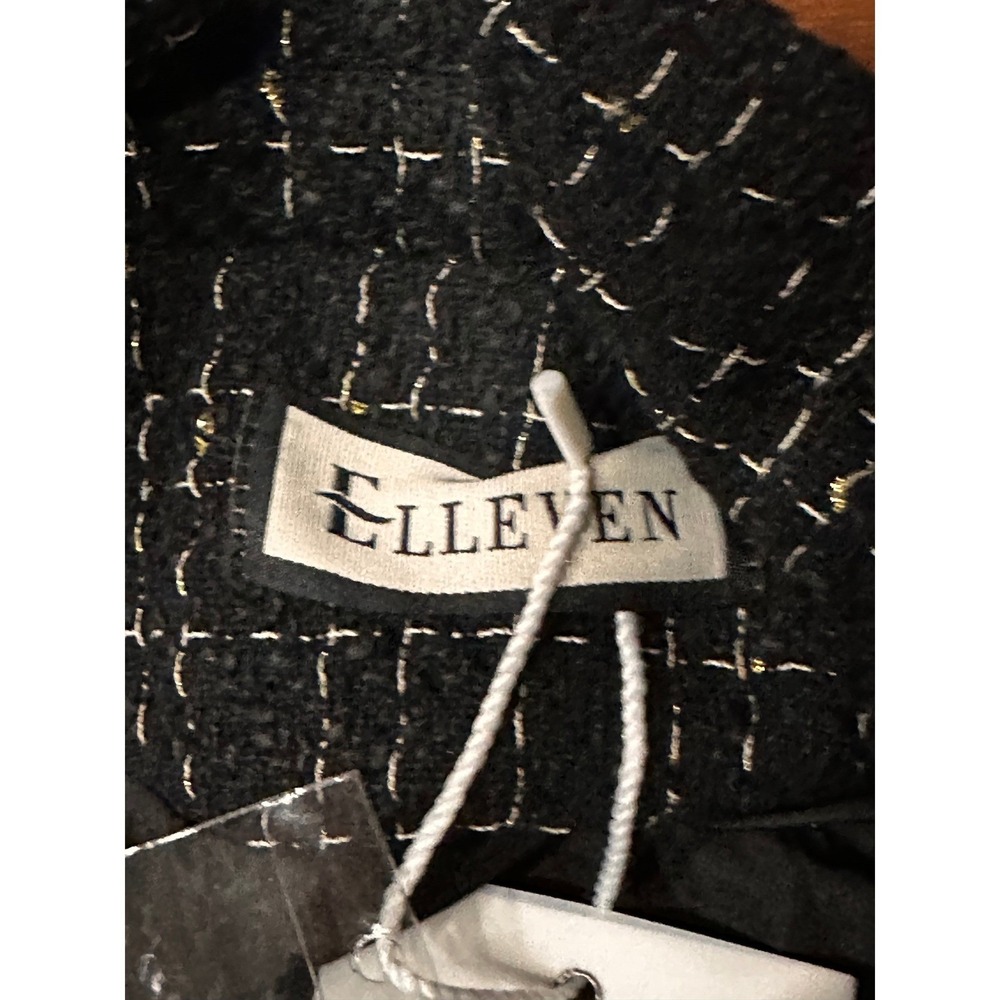 Elleven NWT SZ LGE Black Gold Plaid Double Breasted Blazer Jacket - Picture 10 of 16